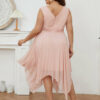 V Neck Midi Chiffon Bridesmaid Dress