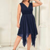 V Neck Midi Chiffon Bridesmaid Dress