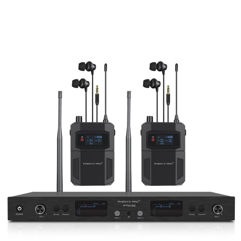 Phenyx Pro PTM-22 UHF Mono Dual In Ear Monitor Wireless System